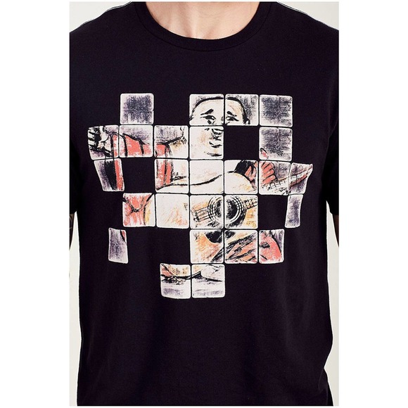 True Religion Men's Buddha Checks Crew Neck Tee T-Shirt in Black - Picture 1 of 4